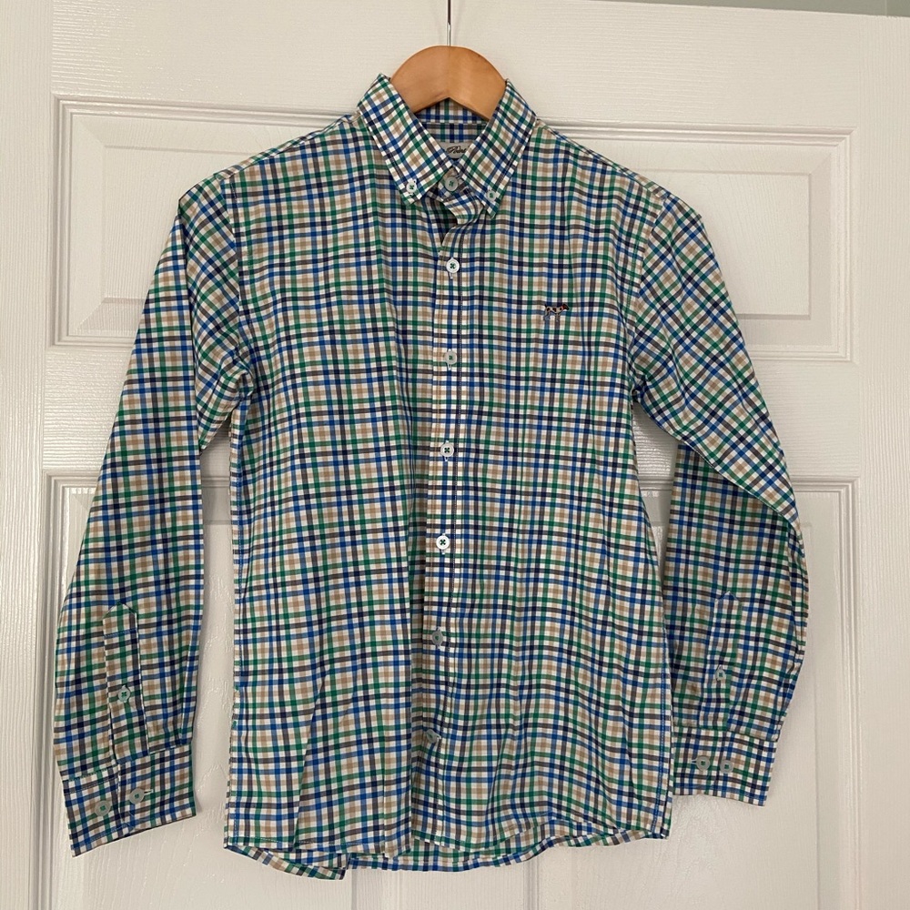Southern Point Boy’s Dress Shirt Size XL Grn Blue